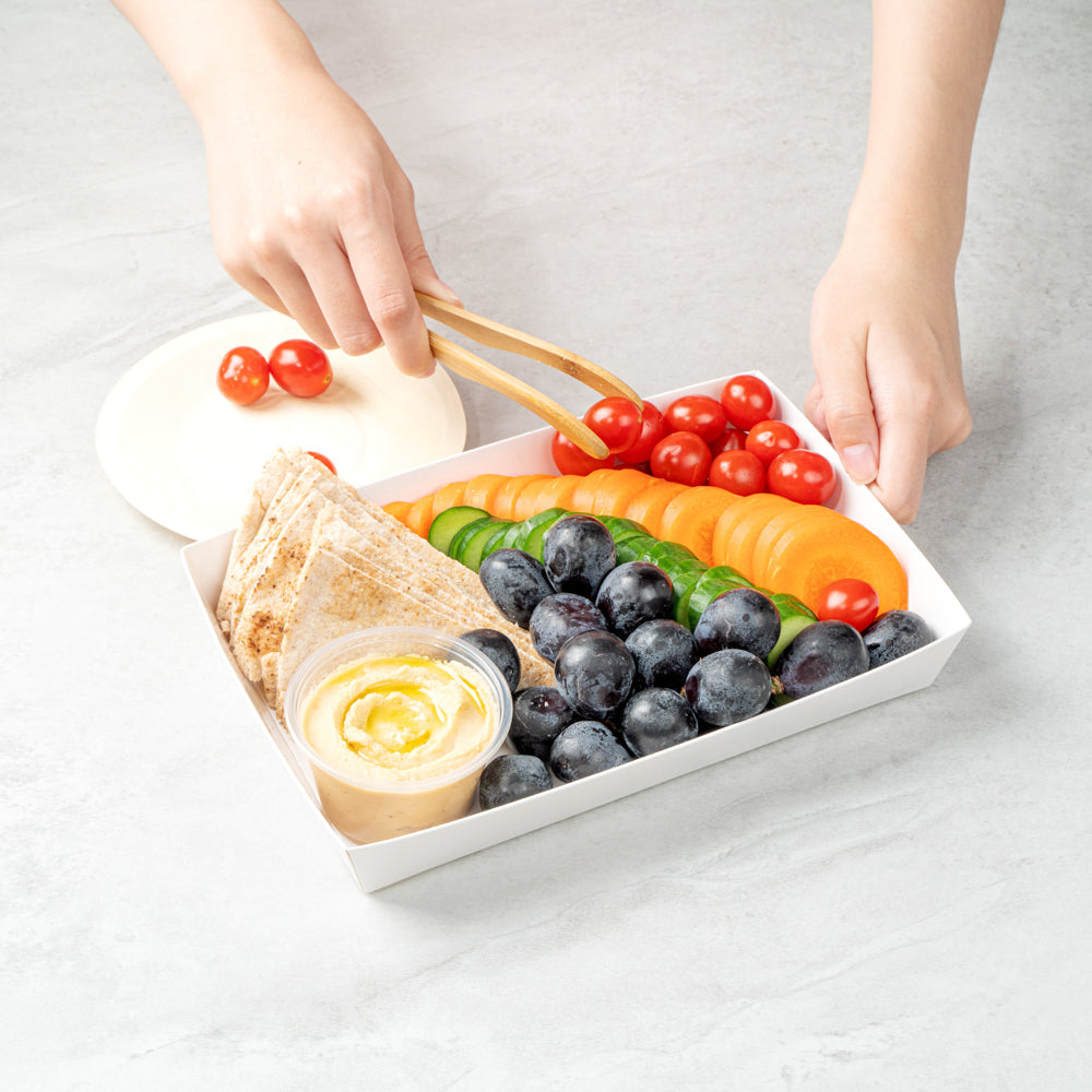 Matsuri Vision Rectangle White Paper Large Sushi Tray - 9" x 6" x 1 1/2" - 100 count box