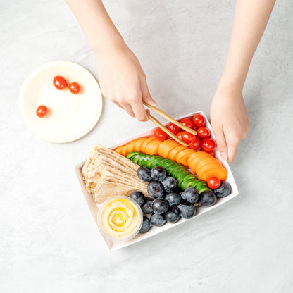 Matsuri Vision Rectangle White Paper Large Sushi Tray - 9" x 6" x 1 1/2" - 100 count box