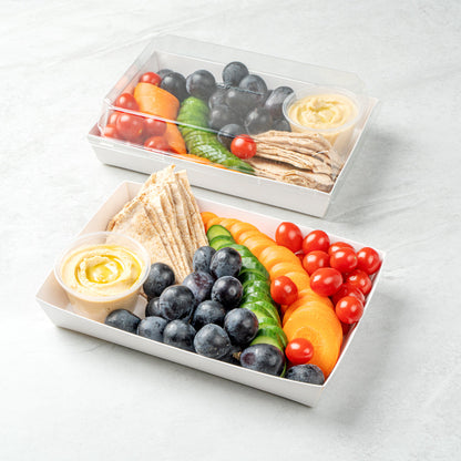 Matsuri Vision Rectangle White Paper Large Sushi Tray - 9" x 6" x 1 1/2" - 100 count box