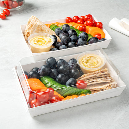 Matsuri Vision Rectangle White Paper Large Sushi Tray - 9" x 6" x 1 1/2" - 100 count box