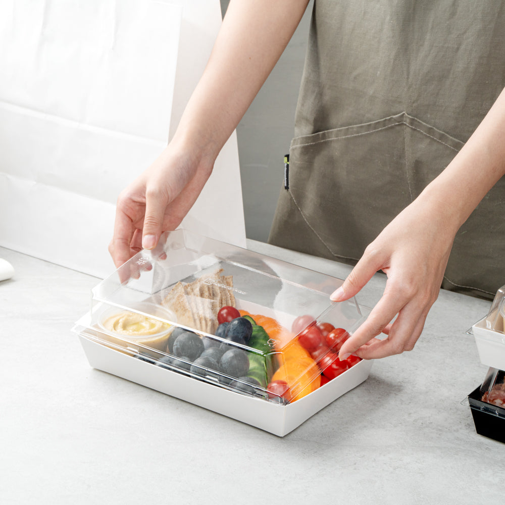 Matsuri Vision Clear Plastic Lid - Fits Large Sushi Tray - 100 count box