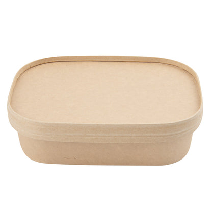 Bio Tek 17 oz Oval Kraft Paper Serving Container - 6 3/4" x 4 1/2" x 1 1/2" - 100 count box