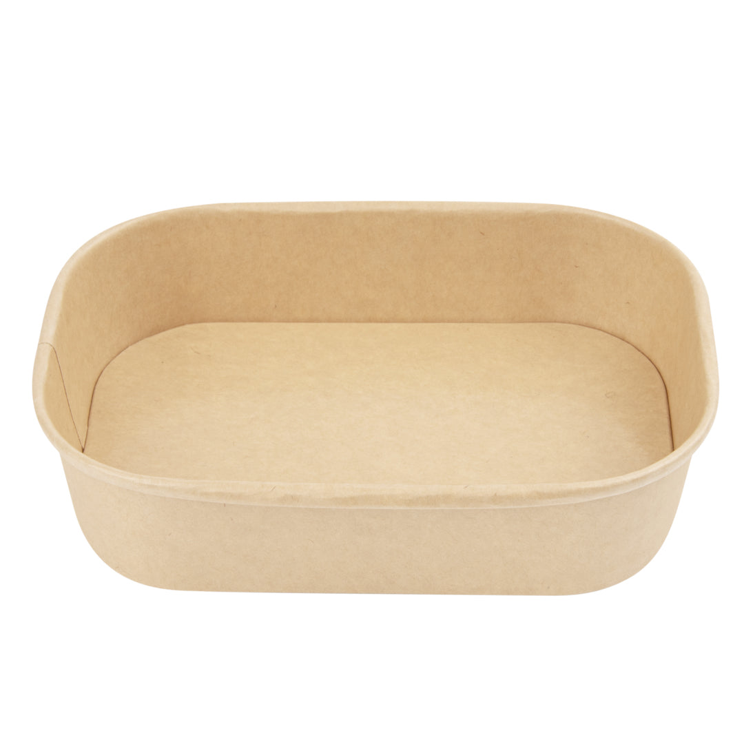 Bio Tek 17 oz Oval Kraft Paper Serving Container - 6 3/4" x 4 1/2" x 1 1/2" - 100 count box