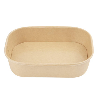 Bio Tek 17 oz Oval Kraft Paper Serving Container - 6 3/4" x 4 1/2" x 1 1/2" - 100 count box