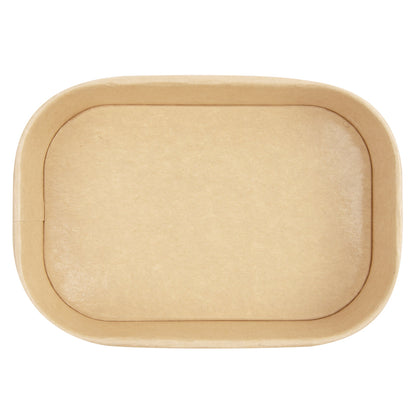 Bio Tek 17 oz Oval Kraft Paper Serving Container - 6 3/4" x 4 1/2" x 1 1/2" - 100 count box