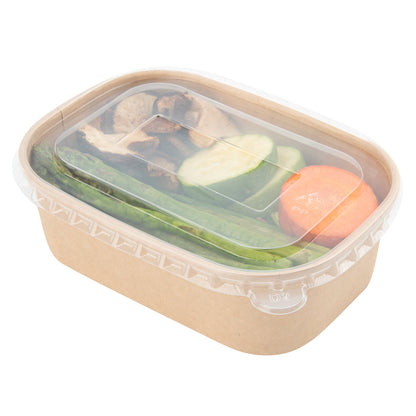 Bio Tek 22 oz Oval Kraft Paper Serving Container - 6 3/4" x 4 1/2" x 2" - 100 count box