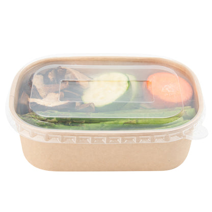 Bio Tek 22 oz Oval Kraft Paper Serving Container - 6 3/4" x 4 1/2" x 2" - 100 count box