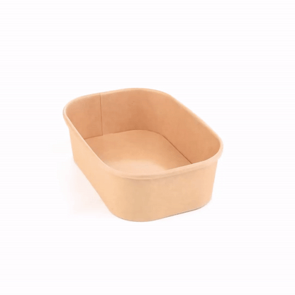 Bio Tek 22 oz Oval Kraft Paper Serving Container - 6 3/4" x 4 1/2" x 2" - 100 count box