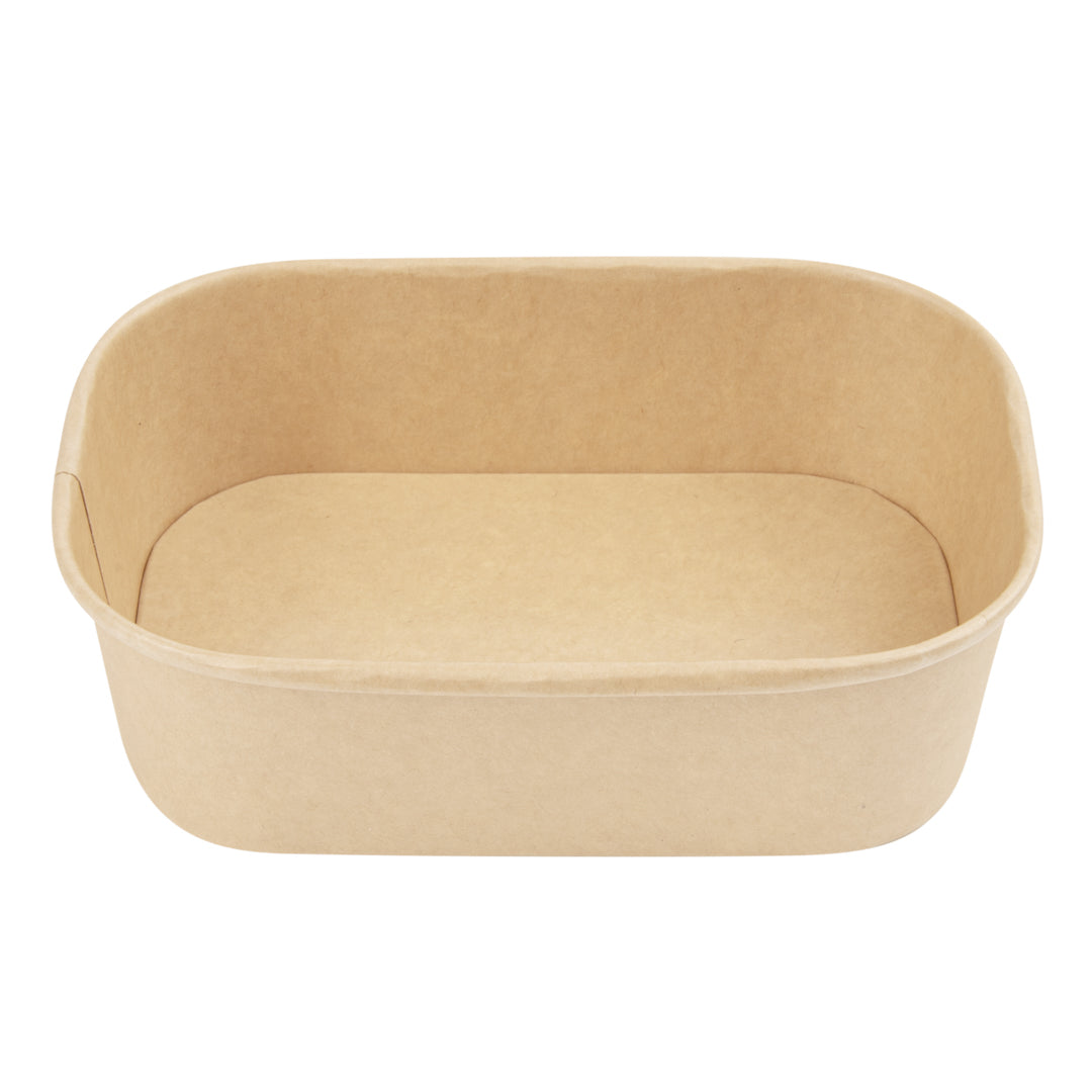 Bio Tek 22 oz Oval Kraft Paper Serving Container - 6 3/4" x 4 1/2" x 2" - 100 count box