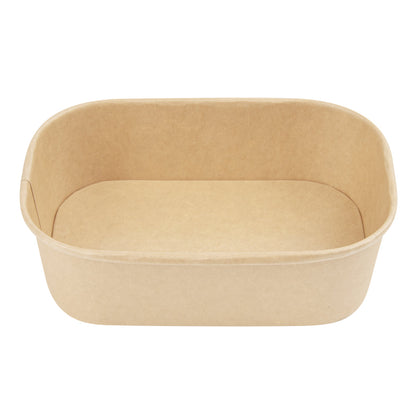 Bio Tek 22 oz Oval Kraft Paper Serving Container - 6 3/4" x 4 1/2" x 2" - 100 count box