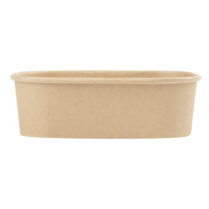 Bio Tek 22 oz Oval Kraft Paper Serving Container - 6 3/4" x 4 1/2" x 2" - 100 count box