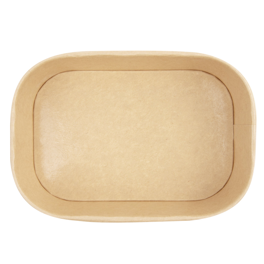 Bio Tek 22 oz Oval Kraft Paper Serving Container - 6 3/4" x 4 1/2" x 2" - 100 count box