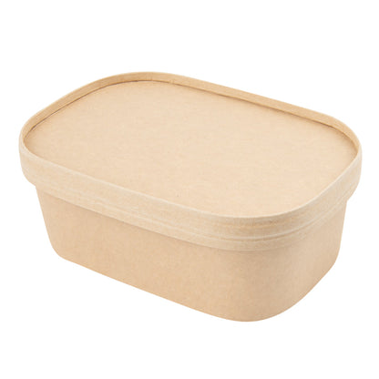 Bio Tek 25 oz Oval Kraft Paper Serving Container - 6 3/4" x 4 1/2" x 2 1/4" - 100 count box