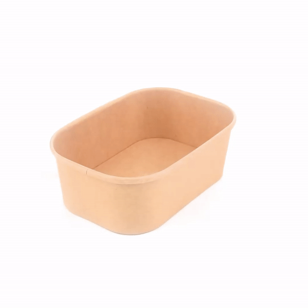 Bio Tek 25 oz Oval Kraft Paper Serving Container - 6 3/4" x 4 1/2" x 2 1/4" - 100 count box