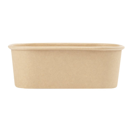Bio Tek 25 oz Oval Kraft Paper Serving Container - 6 3/4" x 4 1/2" x 2 1/4" - 100 count box