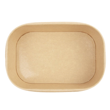 Bio Tek 25 oz Oval Kraft Paper Serving Container - 6 3/4" x 4 1/2" x 2 1/4" - 100 count box
