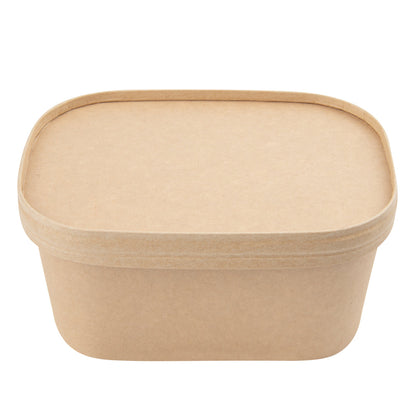 Bio Tek 34 oz Oval Kraft Paper Serving Container - 6 3/4" x 4 1/2" x 3" - 100 count box