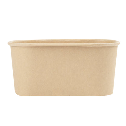 Bio Tek 34 oz Oval Kraft Paper Serving Container - 6 3/4" x 4 1/2" x 3" - 100 count box