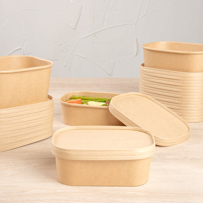 Bio Tek Oval Kraft Paper Lid - Fits Serving Container - 100 count box