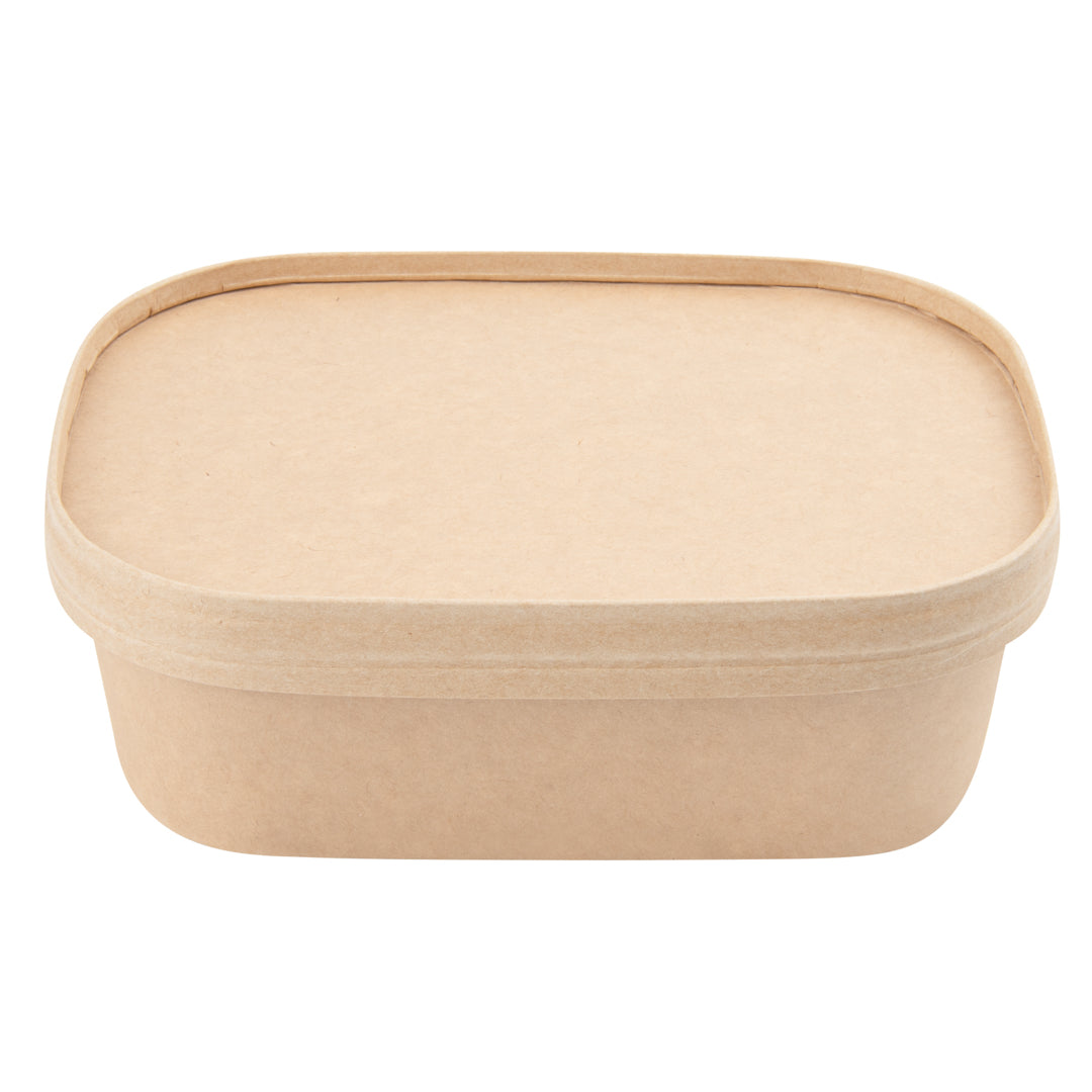 Bio Tek Oval Kraft Paper Lid - Fits Serving Container - 100 count box