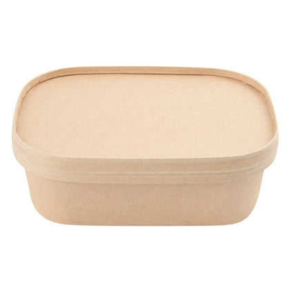 Bio Tek Oval Kraft Paper Lid - Fits Serving Container - 100 count box