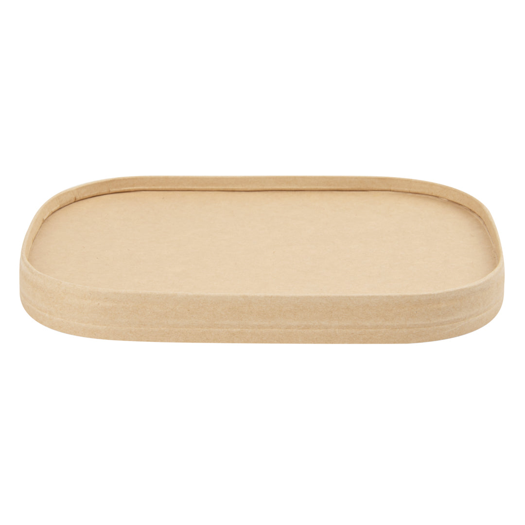 Bio Tek Oval Kraft Paper Lid - Fits Serving Container - 100 count box