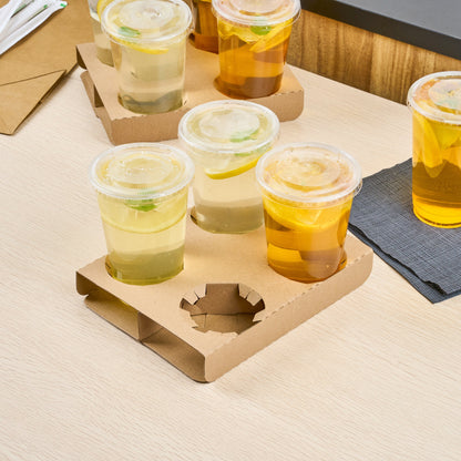 Saving Nature Kraft Paper Convertible Drink Carrier - Fits 2 or 4 Cups - 8 1/2" x 6 1/2" x 1 1/2" - 100 count box