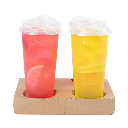 Saving Nature Kraft Paper Convertible Drink Carrier - Fits 2 or 4 Cups - 8 1/2" x 6 1/2" x 1 1/2" - 100 count box