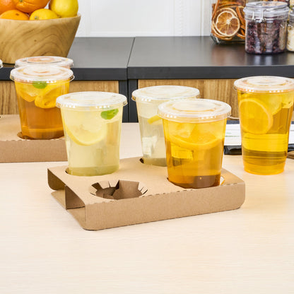 Saving Nature Kraft Paper Convertible Drink Carrier - Fits 2 or 4 Cups - 8 1/2" x 6 1/2" x 1 1/2" - 100 count box