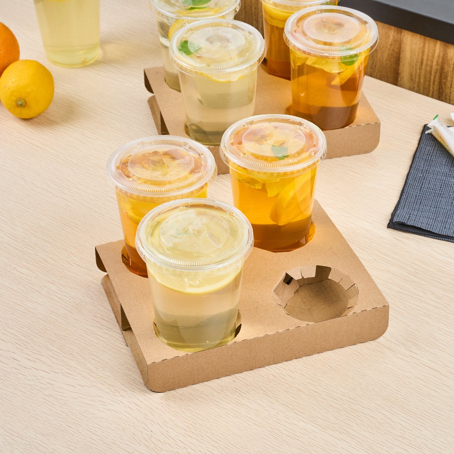 Saving Nature Kraft Paper Convertible Drink Carrier - Fits 2 or 4 Cups - 8 1/2" x 6 1/2" x 1 1/2" - 100 count box