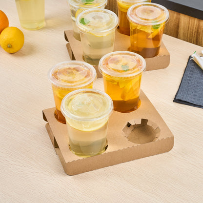 Saving Nature Kraft Paper Convertible Drink Carrier - Fits 2 or 4 Cups - 8 1/2" x 6 1/2" x 1 1/2" - 100 count box