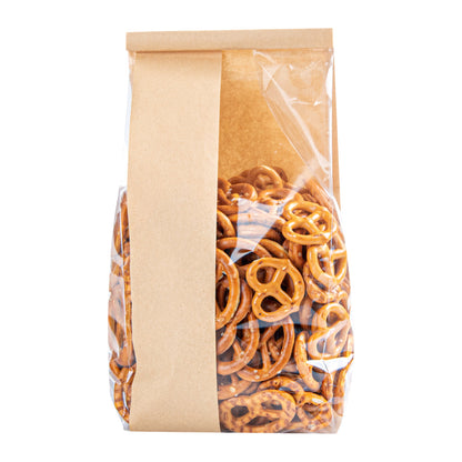 Bag Tek Kraft Paper Bakery Tin Tie Bag - with Window - 4 3/4" x 3 1/2" x 12 1/2" - 100 count box
