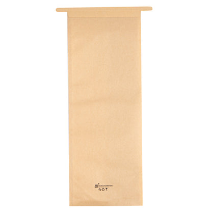 Bag Tek Kraft Paper Bakery Tin Tie Bag - with Window - 4 3/4" x 3 1/2" x 12 1/2" - 100 count box