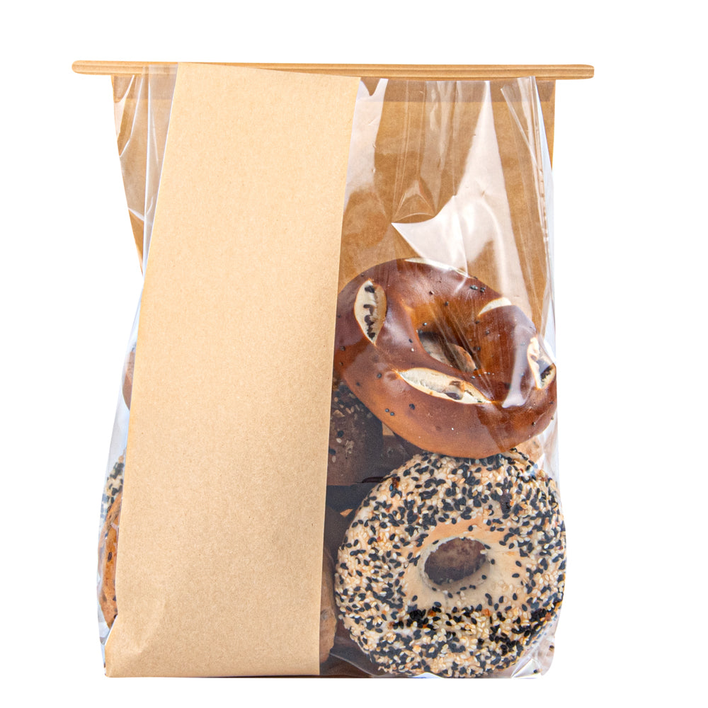 Bag Tek Kraft Paper Bakery Tin Tie Bag - with Window - 8 1/4" x 4" x 13 3/4" - 100 count box