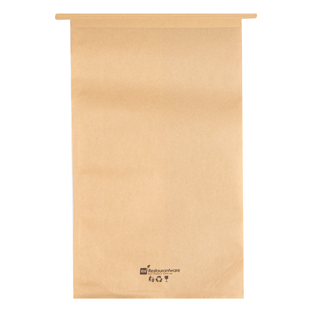Bag Tek Kraft Paper Bakery Tin Tie Bag - with Window - 8 1/4" x 4" x 13 3/4" - 100 count box