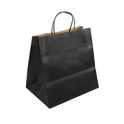 Saving Nature Black Paper Retail Bag - with Handles - 10 1/4" x 7 3/4" x 10 1/2" - 100 count box