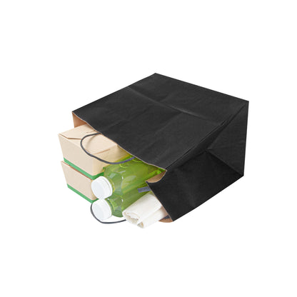 Saving Nature Black Paper Retail Bag - with Handles - 10 1/4" x 7 3/4" x 10 1/2" - 100 count box