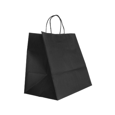 Saving Nature Black Paper Retail Bag - with Handles - 10 1/4" x 7 3/4" x 10 1/2" - 100 count box
