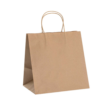 Saving Nature Kraft Paper Retail Bag - with Handles - 10 1/4" x 7 3/4" x 10 1/2" - 100 count box