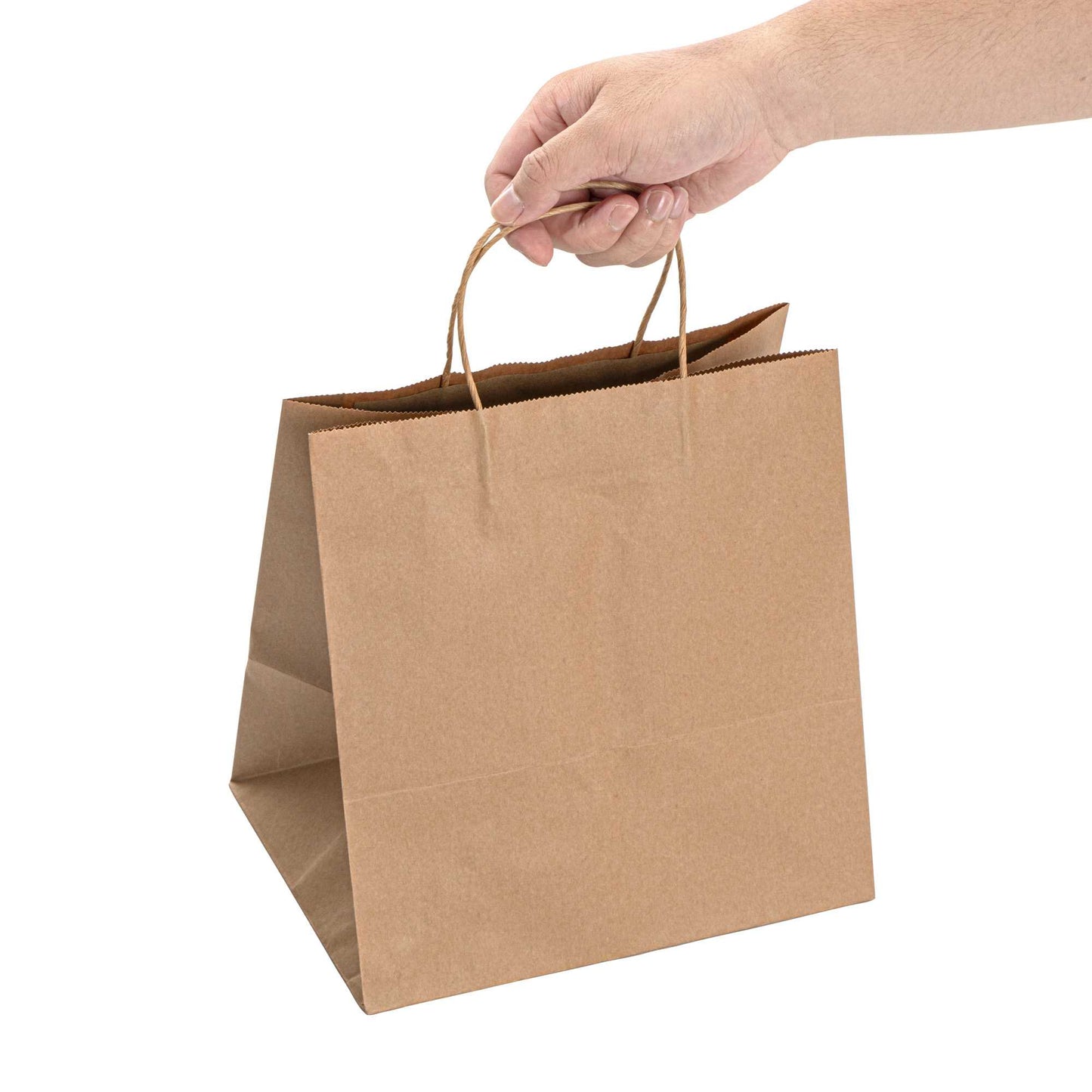 Saving Nature Kraft Paper Retail Bag - with Handles - 10 1/4" x 7 3/4" x 10 1/2" - 100 count box