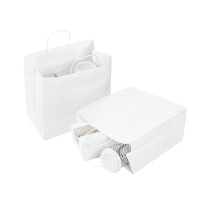 Saving Nature White Paper Retail Bag - with Handles - 10 1/4" x 7 3/4" x 10 1/2" - 100 count box