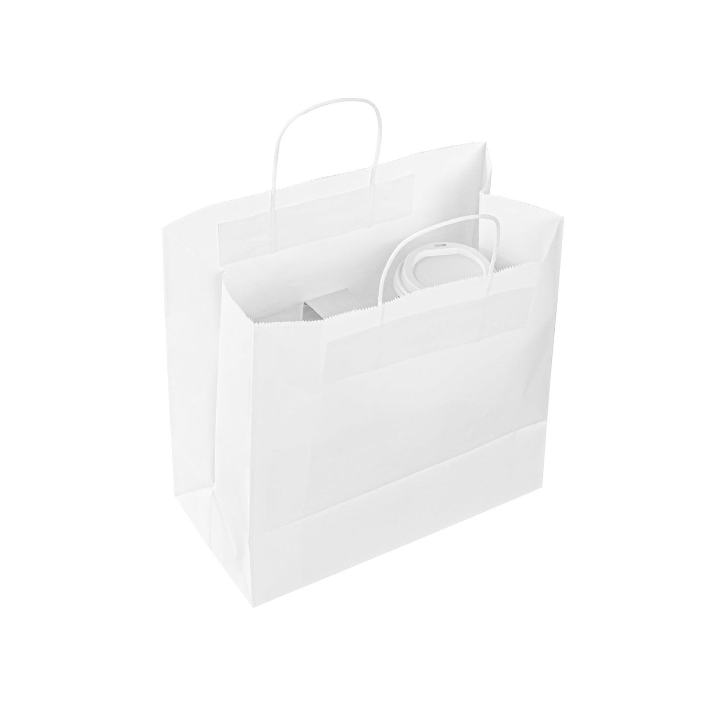 Saving Nature White Paper Retail Bag - with Handles - 10 1/4" x 7 3/4" x 10 1/2" - 100 count box