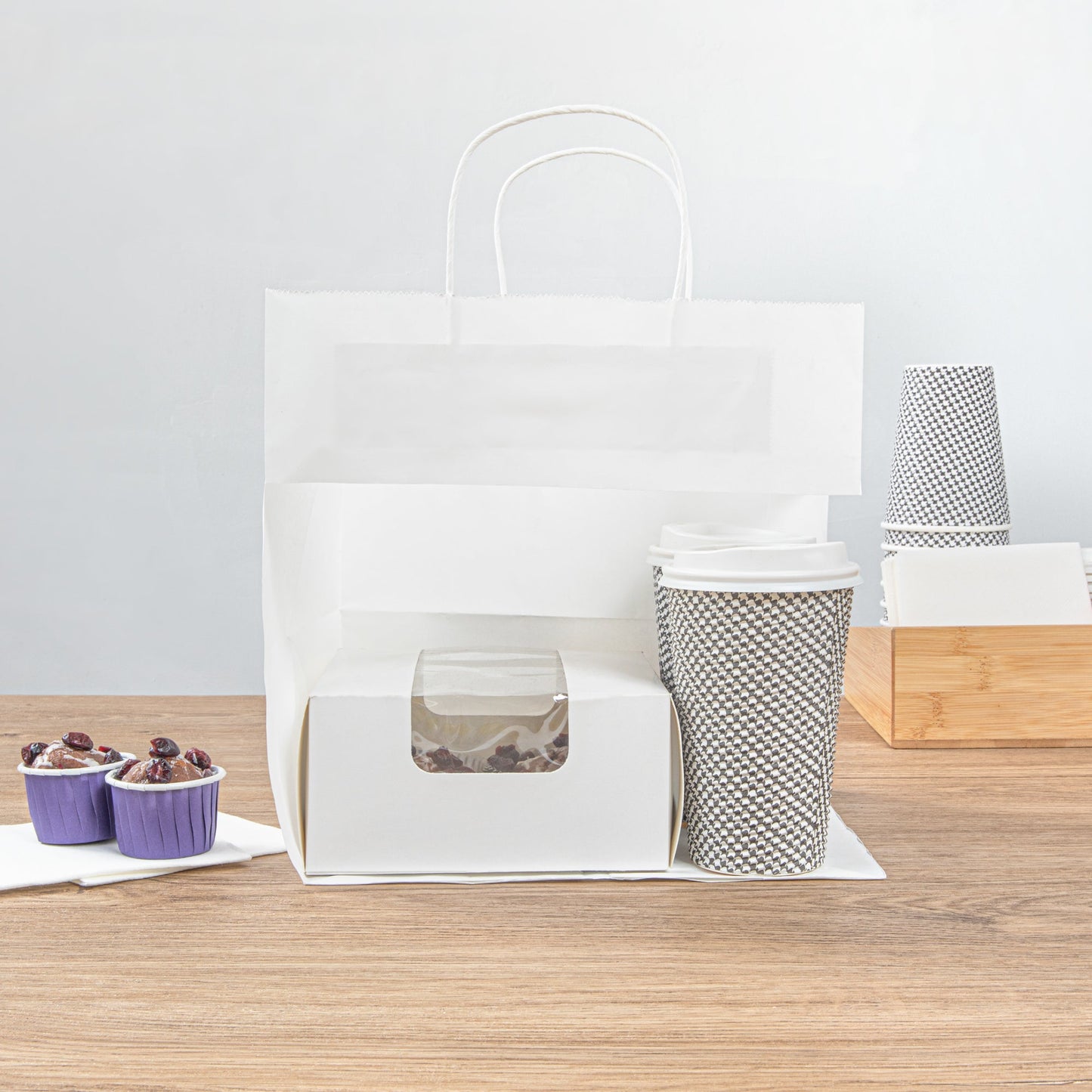 Saving Nature White Paper Retail Bag - with Handles - 10 1/4" x 7 3/4" x 10 1/2" - 100 count box