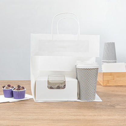 Saving Nature White Paper Retail Bag - with Handles - 10 1/4" x 7 3/4" x 10 1/2" - 100 count box