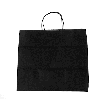 Saving Nature Black Paper Retail Bag - with Handles - 12 1/2" x 8 1/4" x 11 1/4" - 100 count box