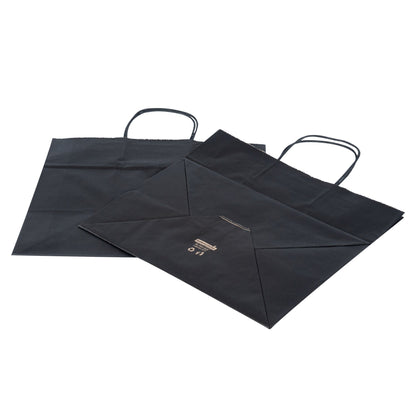 Saving Nature Black Paper Retail Bag - with Handles - 12 1/2" x 8 1/4" x 11 1/4" - 100 count box