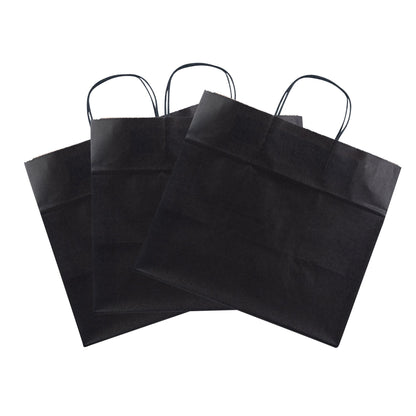 Saving Nature Black Paper Retail Bag - with Handles - 12 1/2" x 8 1/4" x 11 1/4" - 100 count box