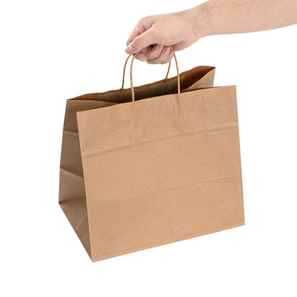 Saving Nature Kraft Paper Retail Bag - with Handles - 12 1/2" x 8 1/4" x 11 1/4" - 100 count box