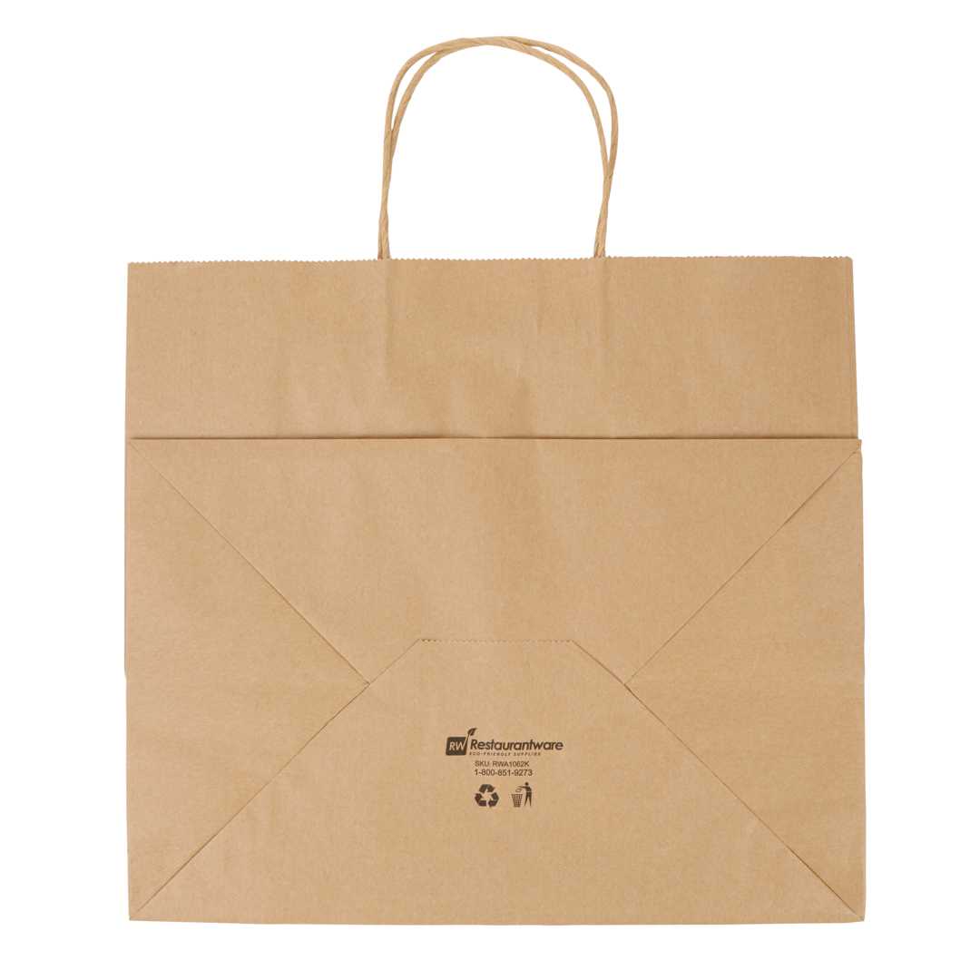 Saving Nature Kraft Paper Retail Bag - with Handles - 12 1/2" x 8 1/4" x 11 1/4" - 100 count box