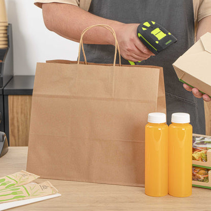 Saving Nature Kraft Paper Retail Bag - with Handles - 12 1/2" x 8 1/4" x 11 1/4" - 100 count box
